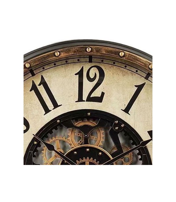 RELOJ DE PARED GRANDE METAL ORO VIEJO Y NEGRO ENGRANAJES