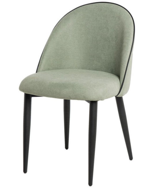 SILLA 45 X 55 RIVEN TELA VERDE MENTA METAL NEGRO