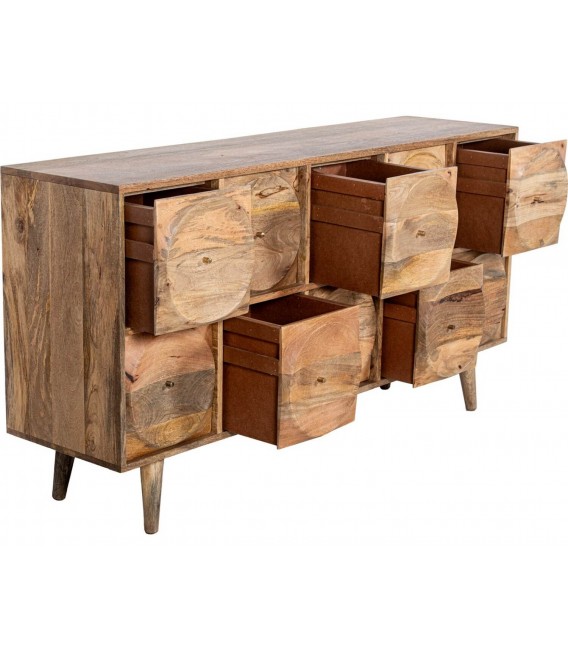 COMODA 10 CAJONES CIRCULOS MADERA DE MANGO NATURAL