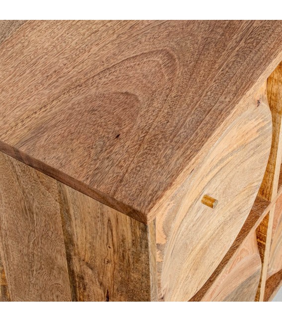 COMODA 10 CAJONES CIRCULOS MADERA DE MANGO NATURAL