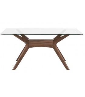 MESA DE COMEDOR 160 X 90 X 75 ALLEN MADERA NOGAL Y CRISTAL