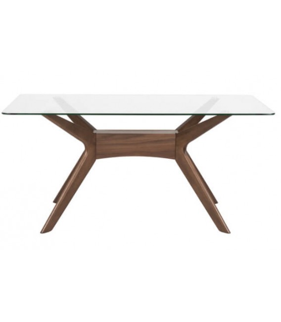 MESA DE COMEDOR 160 X 90 X 75 ALLEN MADERA NOGAL Y CRISTAL