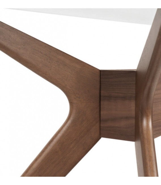 MESA DE COMEDOR 160 X 90 X 75 ALLEN MADERA NOGAL Y CRISTAL