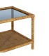 MESA DE CENTRO PEQUEÑA  RATAN NATURAL TRENZADO Y CRISTAL AHUMADO