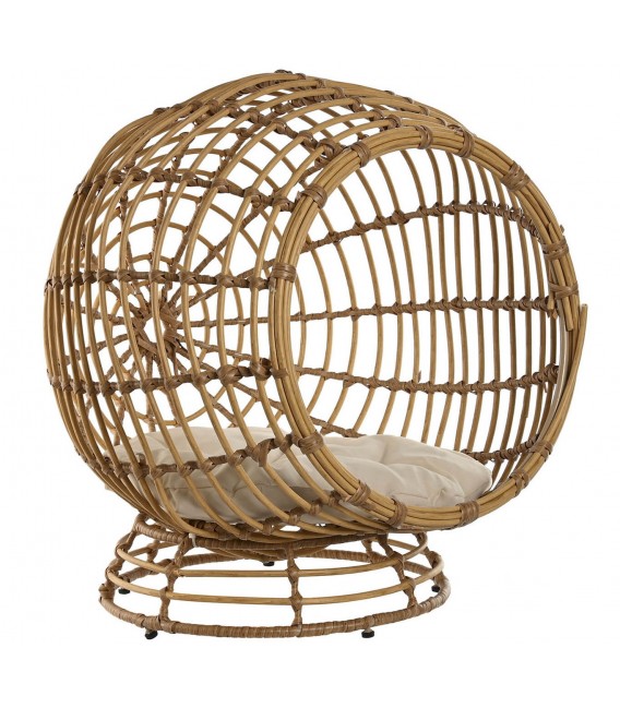 CAMA MASCOTA 58 Ø X 60 TOBY RATAN NATURAL TELA BLANCA