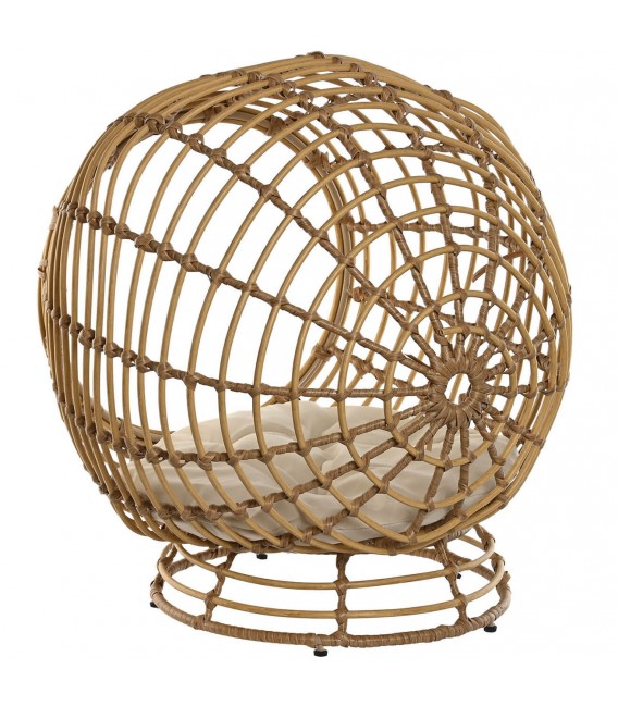 CAMA MASCOTA 58 Ø X 60 TOBY RATAN NATURAL TELA BLANCA