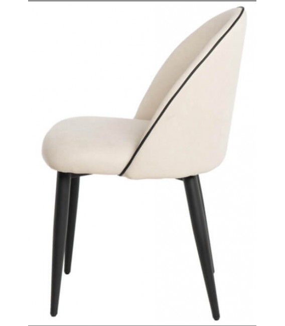 SILLA 45 X 55 RIVEN TELA BLANCA METAL NEGRO