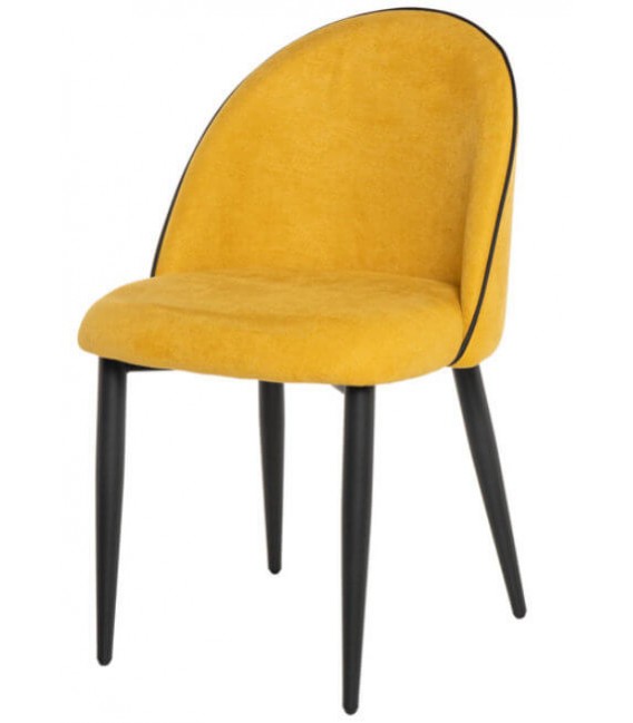 SILLA 45 X 55 RIVEN TELA AMARILLA METAL NEGRO