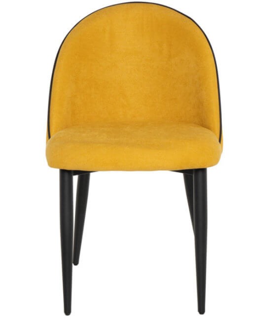 SILLA 45 X 55 RIVEN TELA AMARILLA METAL NEGRO