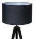 LAMPARA DE PIE TRIPODE METAL Y TEXTIL NEGRO
