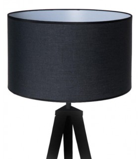 LAMPARA DE PIE TRIPODE METAL Y TEXTIL NEGRO