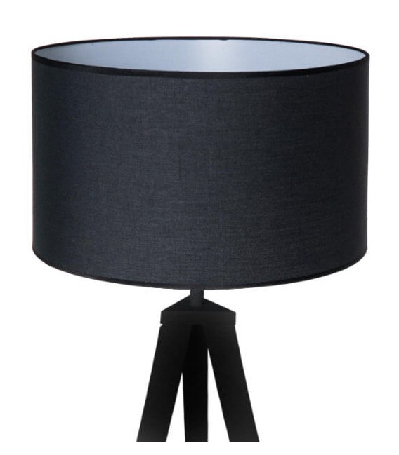 LAMPARA DE PIE TRIPODE METAL Y TEXTIL NEGRO