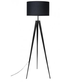 LAMPARA DE PIE TRIPODE METAL Y TEXTIL NEGRO