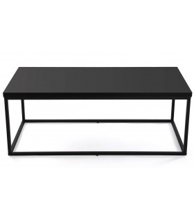 MESA DE CENTRO RECTANGULAR BARATA METAL Y MADERA NDF NEGRA