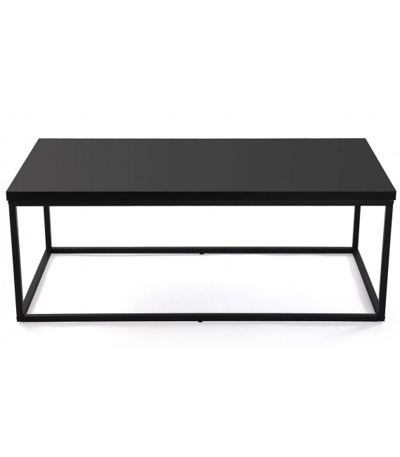 MESA DE CENTRO RECTANGULAR BARATA METAL Y MADERA NDF NEGRA