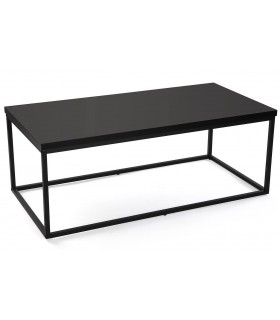 MESA DE CENTRO RECTANGULAR BARATA METAL Y MADERA NDF NEGRA