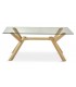 MESA DE COMEDOR RECTANGULAR GRANDE MADERA NATURAL Y CRISTAL
