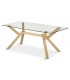 MESA DE COMEDOR RECTANGULAR GRANDE MADERA NATURAL Y CRISTAL