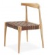 SILLA MADERA MACIZA DE HAYA NATURAL PIEL CAMEL