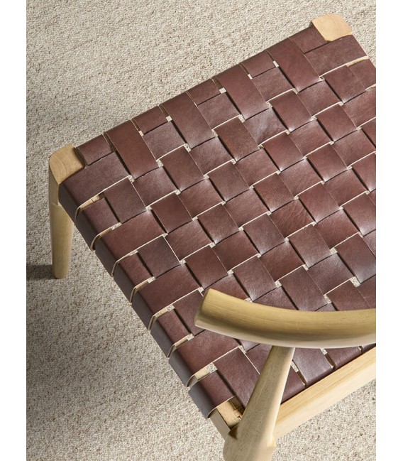 SILLA MADERA MACIZA DE HAYA NATURAL PIEL CAMEL