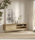 MUEBLE DE TV MEDIANO MADERA NATURAL METAL DORADO