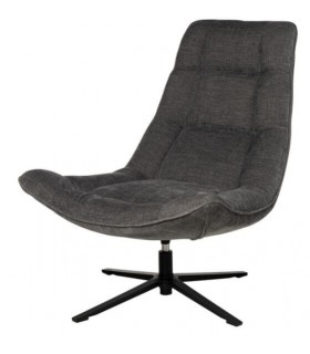 SILLON GIRTORIO TAPIZADO GRIS OSCURO PIE METAL NEGRO