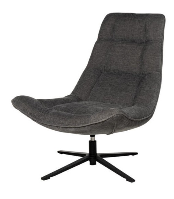 SILLON GIRTORIO TAPIZADO GRIS OSCURO PIE METAL NEGRO
