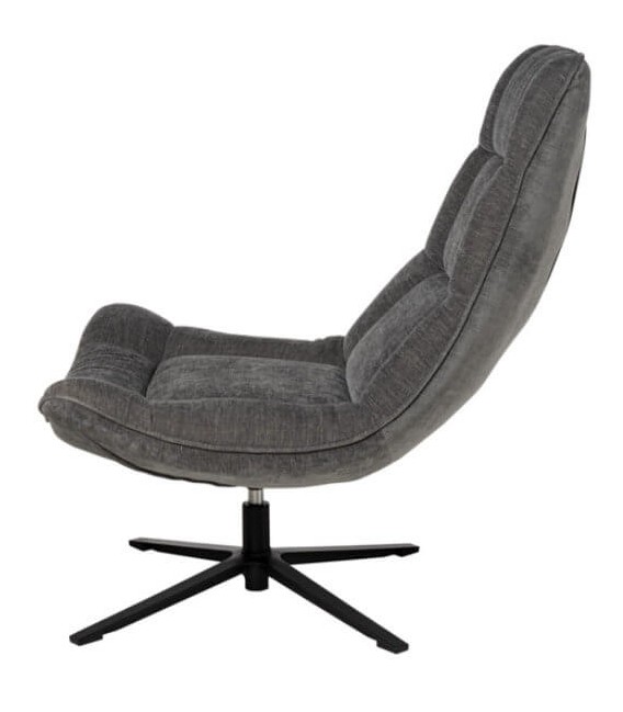 SILLON GIRTORIO TAPIZADO GRIS OSCURO PIE METAL NEGRO