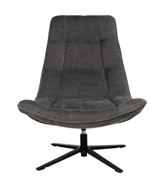 SILLON GIRTORIO TAPIZADO GRIS OSCURO PIE METAL NEGRO