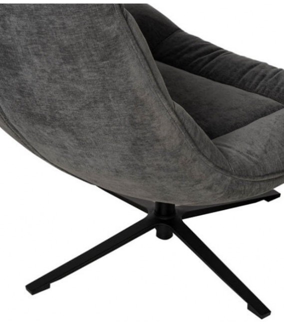 SILLON GIRTORIO TAPIZADO GRIS OSCURO PIE METAL NEGRO