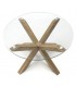 MESA DE COMEDOR 107 Ø TRIUMPH CRISTAL Y MADERA NATURAL