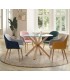 MESA DE COMEDOR 107 Ø TRIUMPH CRISTAL Y MADERA NATURAL