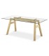 MESA DE COMEDOR RECTANGULAR MADERA NATURAL Y CRISTAL