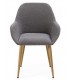 SILLON DE COMEDOR COMODO METAL IMITACION ROBLE TELA GRIS