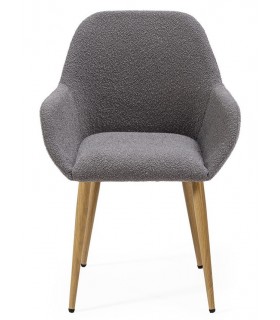 SILLON DE COMEDOR COMODO METAL IMITACION ROBLE TELA GRIS