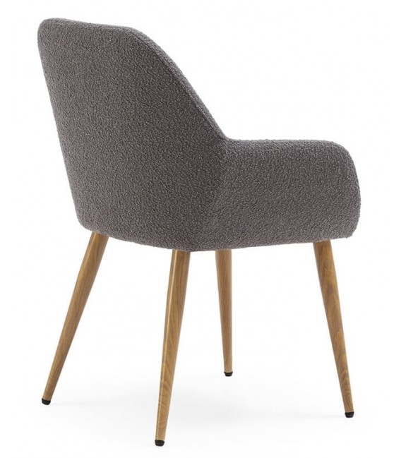 SILLON DE COMEDOR COMODO METAL IMITACION ROBLE TELA GRIS