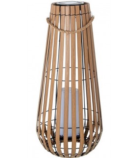 LAMPARA DE PIE SOLAR EXTERIOR PP IMITACION ROBLE NATURAL