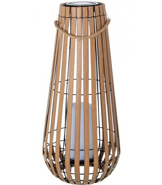 LAMPARA DE PIE SOLAR EXTERIOR PP IMITACION ROBLE NATURAL