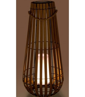 LAMPARA DE PIE SOLAR EXTERIOR PP IMITACION ROBLE NATURAL