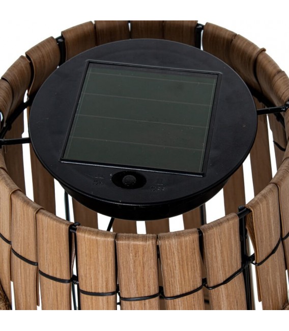 LAMPARA DE PIE SOLAR EXTERIOR PP IMITACION ROBLE NATURAL