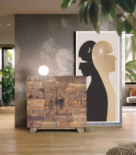 TAQUILLON MADERA MANGO RECICLADA TALLADA NATURAL