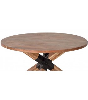 MESA DE COMEDOR REDONDA 120 MADERA DE ACACIA Y METAL