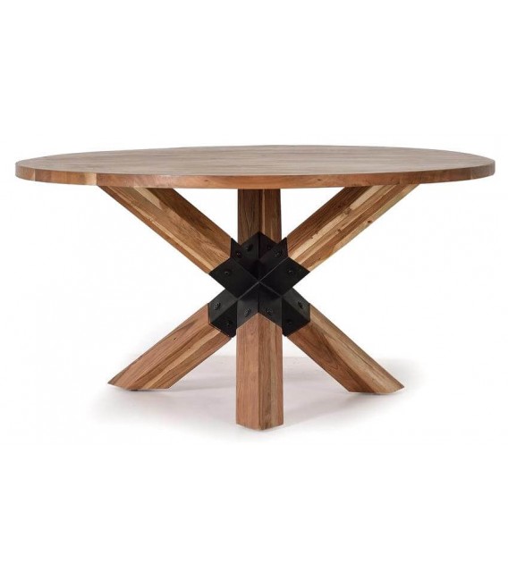 MESA DE COMEDOR REDONDA 120 MADERA DE ACACIA Y METAL