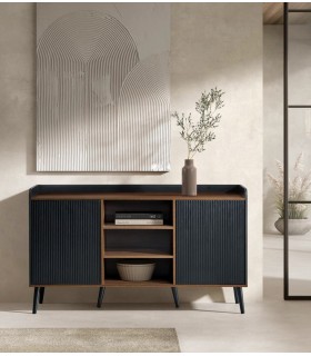 APARADOR 2 PUERTAS MELAMINA NOGAL Y NEGRO MDMHOGAR