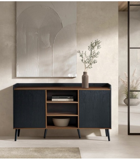 APARADOR 2 PUERTAS MELAMINA NOGAL Y NEGRO MDMHOGAR