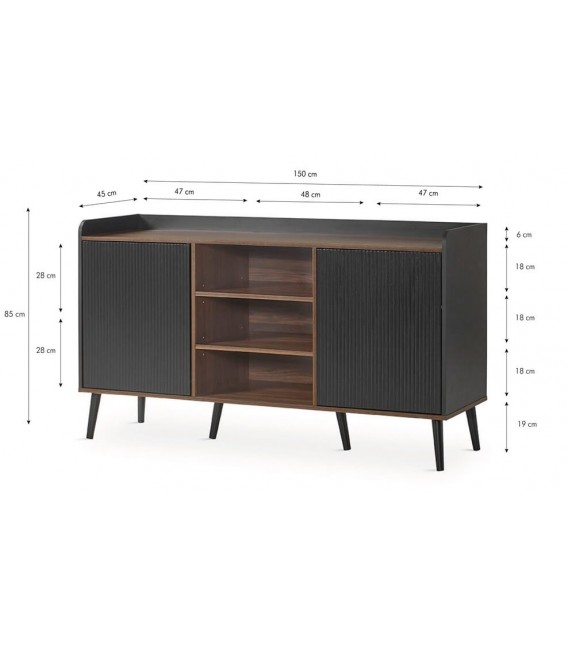 APARADOR 2 PUERTAS MELAMINA NOGAL Y NEGRO MDMHOGAR