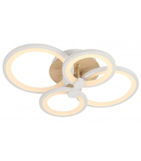 PLAFON 55 X 45 X 14 MIKEY METAL Y POLICARBONATO MADERA Y BLANCO