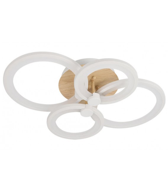 PLAFON 55 X 45 X 14 MIKEY METAL Y POLICARBONATO MADERA Y BLANCO