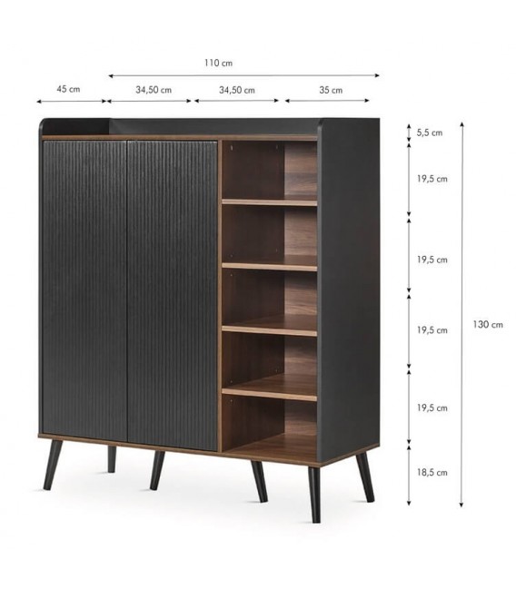 ARMARIO BAJO ORIGINAL MELAMINA NOGAL Y NEGRO