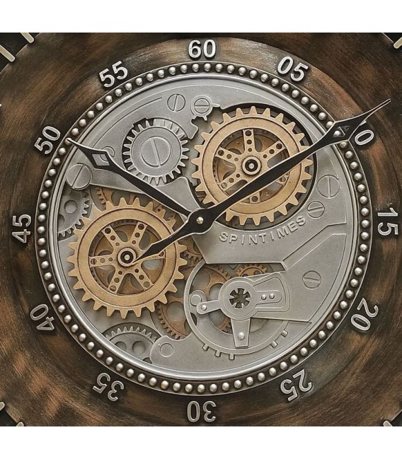 RELOJ DE PARED GRANDE METAL ORO VIEJO Y PLATA CON CRISTAL